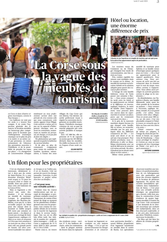 la corse sous la vague des meublés de tourisme