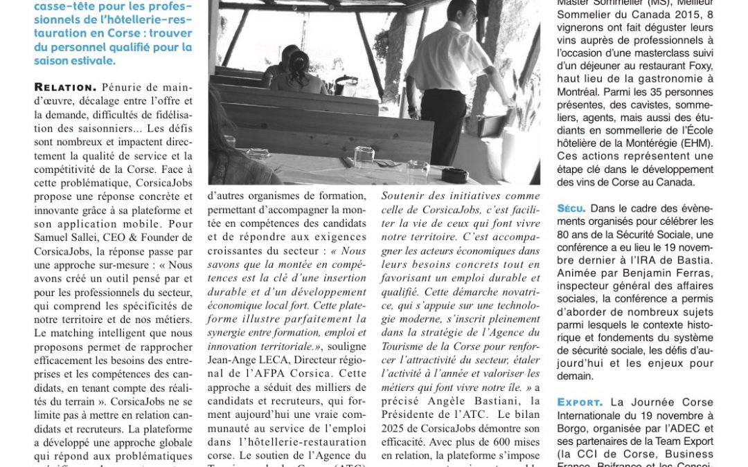 Le Petit Bastiais : « Face aux difficultés de recrutement dans l’hôtellerie-restauration, CorsicaJobs répond à l’urgence »
