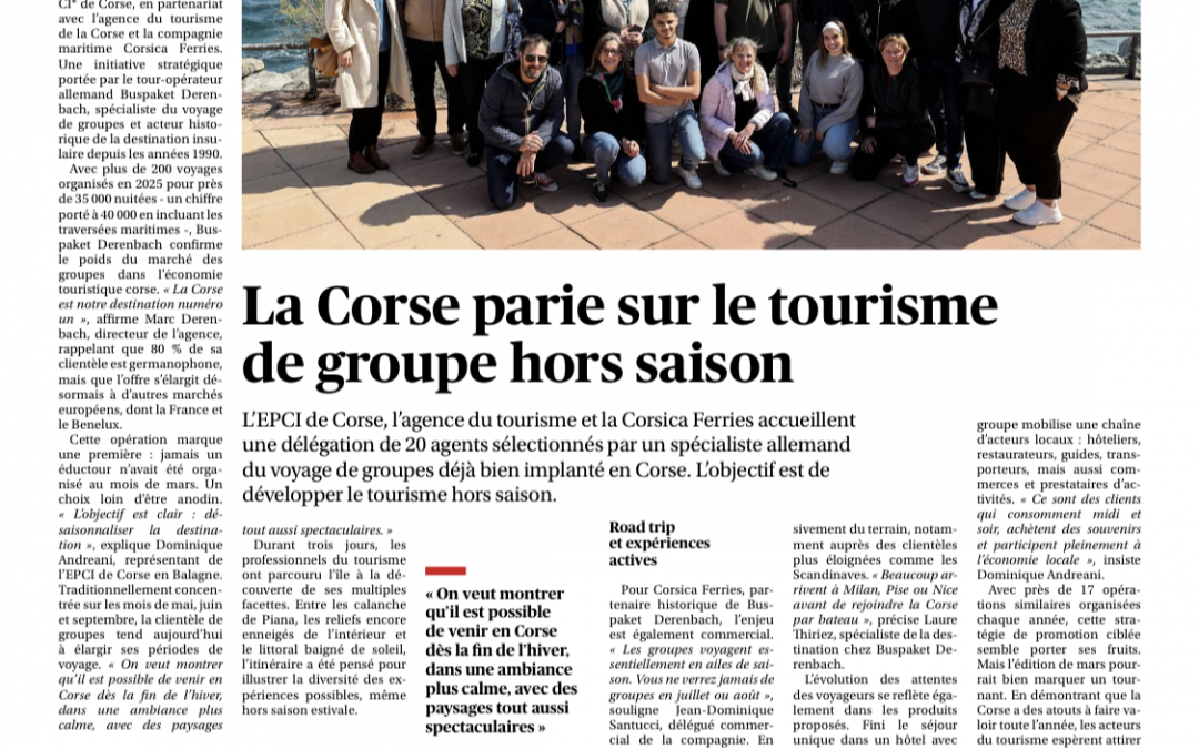 Corse-Matin : « La Corse parie sur le tourisme hors-saison. »