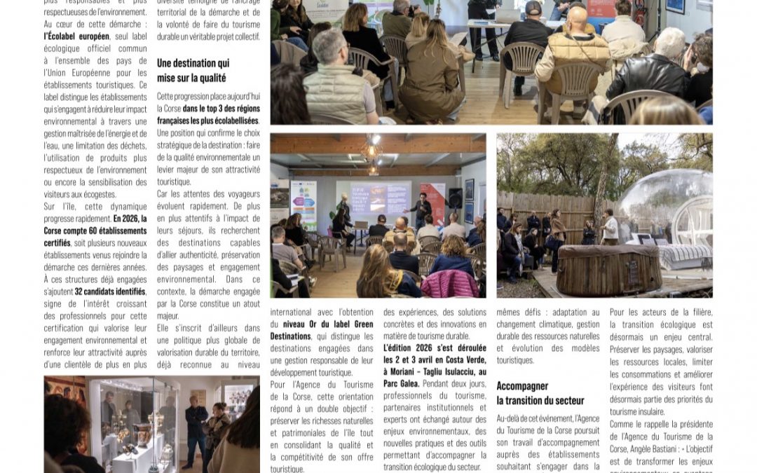 Corse-Matin / Cors&rsquo;Impresa : « Tourisme durable : la Corse confirme son avance. »