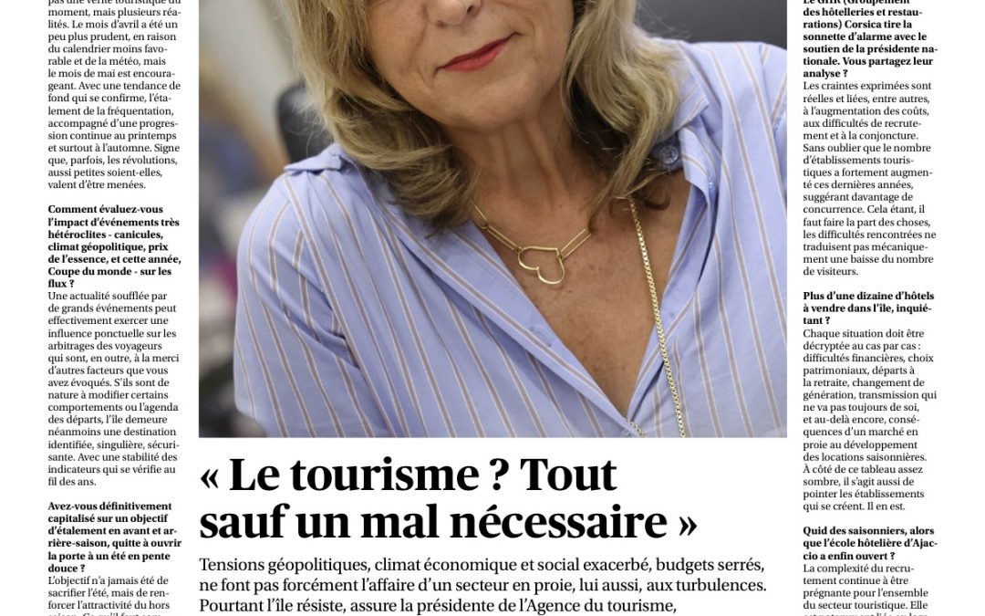 Corse-Matin « Le tourisme à taille humaine, notre force »